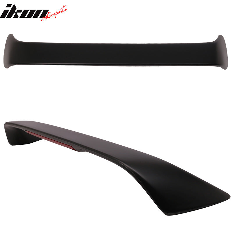 Trunk Spoiler Compatible With 2006-2010 Honda 8th Civic Coupe, Unpainted Black ABS Added On Rear Deck Lip Wing With 3rd Brake Light by IKON MOTORSPORTS, 2007 2008 2009 2010