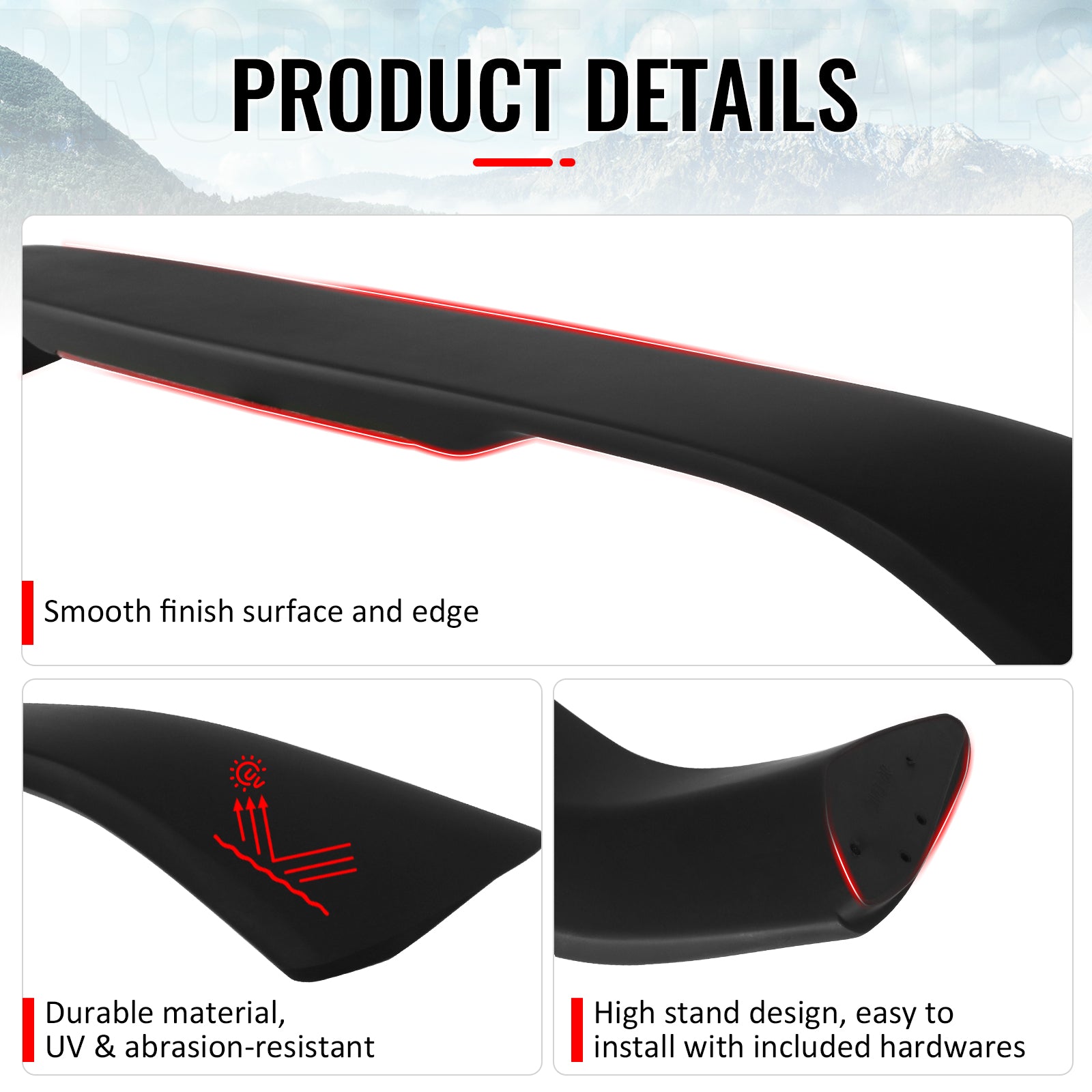 For 96-00 Honda Civic Coupe Rear Trunk Spoiler Wing ABS w/ LED Light