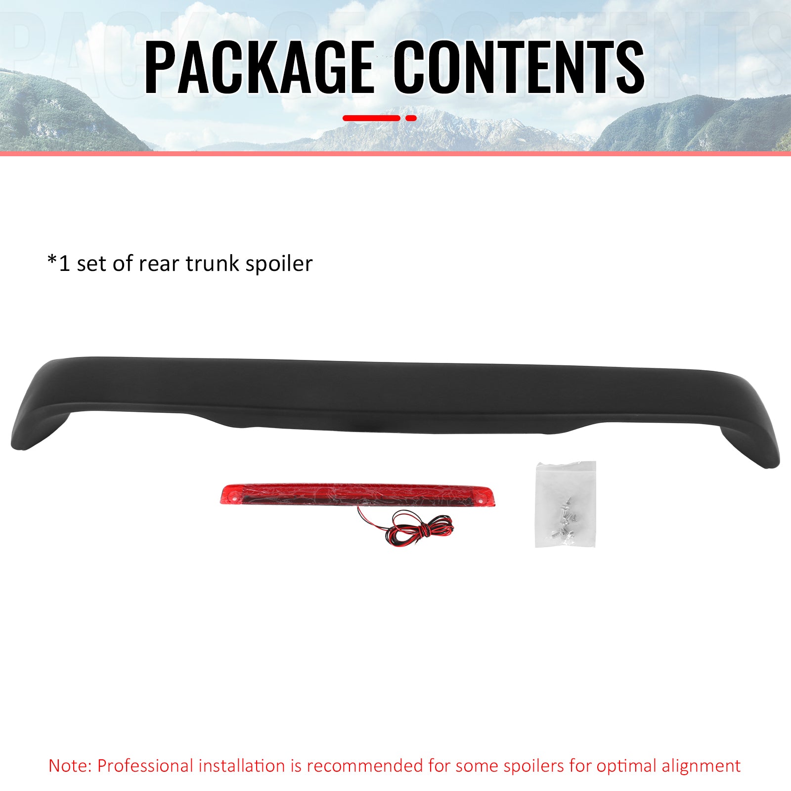 For 96-00 Honda Civic Coupe Rear Trunk Spoiler Wing ABS w/ LED Light