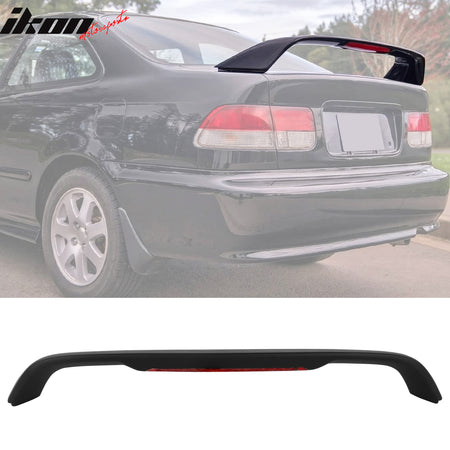 IKON MOTORSPORTS, Trunk Spoiler w/ LED Light Compatible with 1996-2000 Honda Civic Coupe 2 Door, ABS Plastic Rear Trunk Lid Spoiler Wing Lip