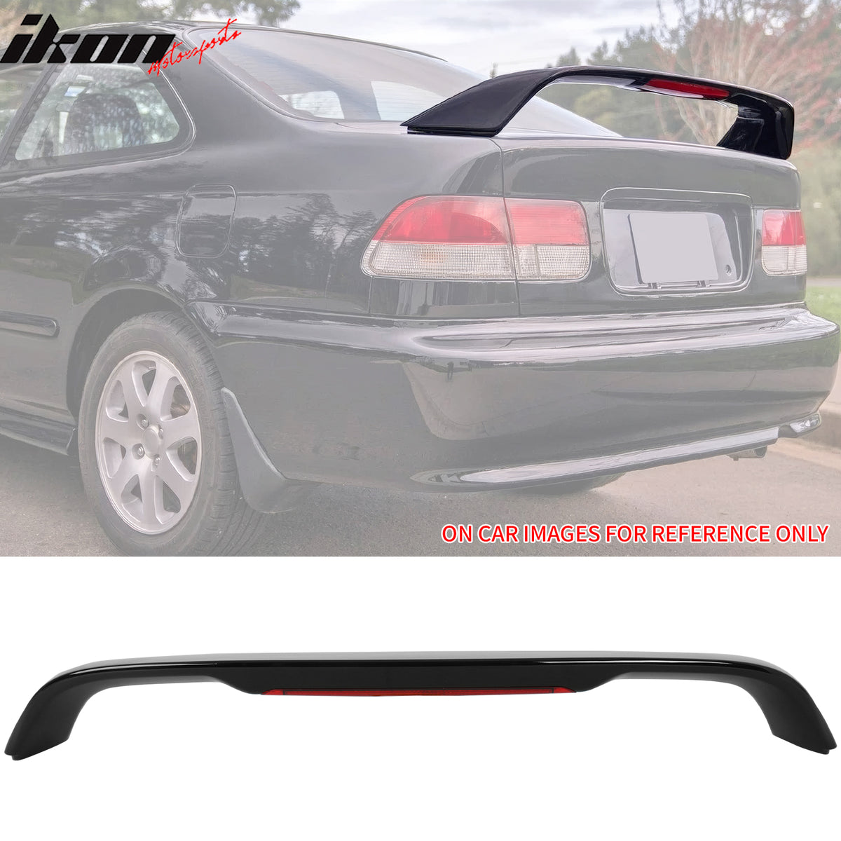 For 96-00 Honda Civic Coupe Rear Trunk Spoiler Wing ABS w/ LED Light