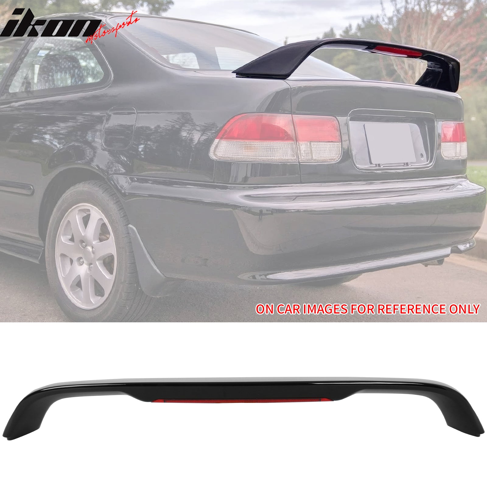 For 96-00 Honda Civic Coupe Rear Trunk Spoiler Wing ABS w/ LED Light