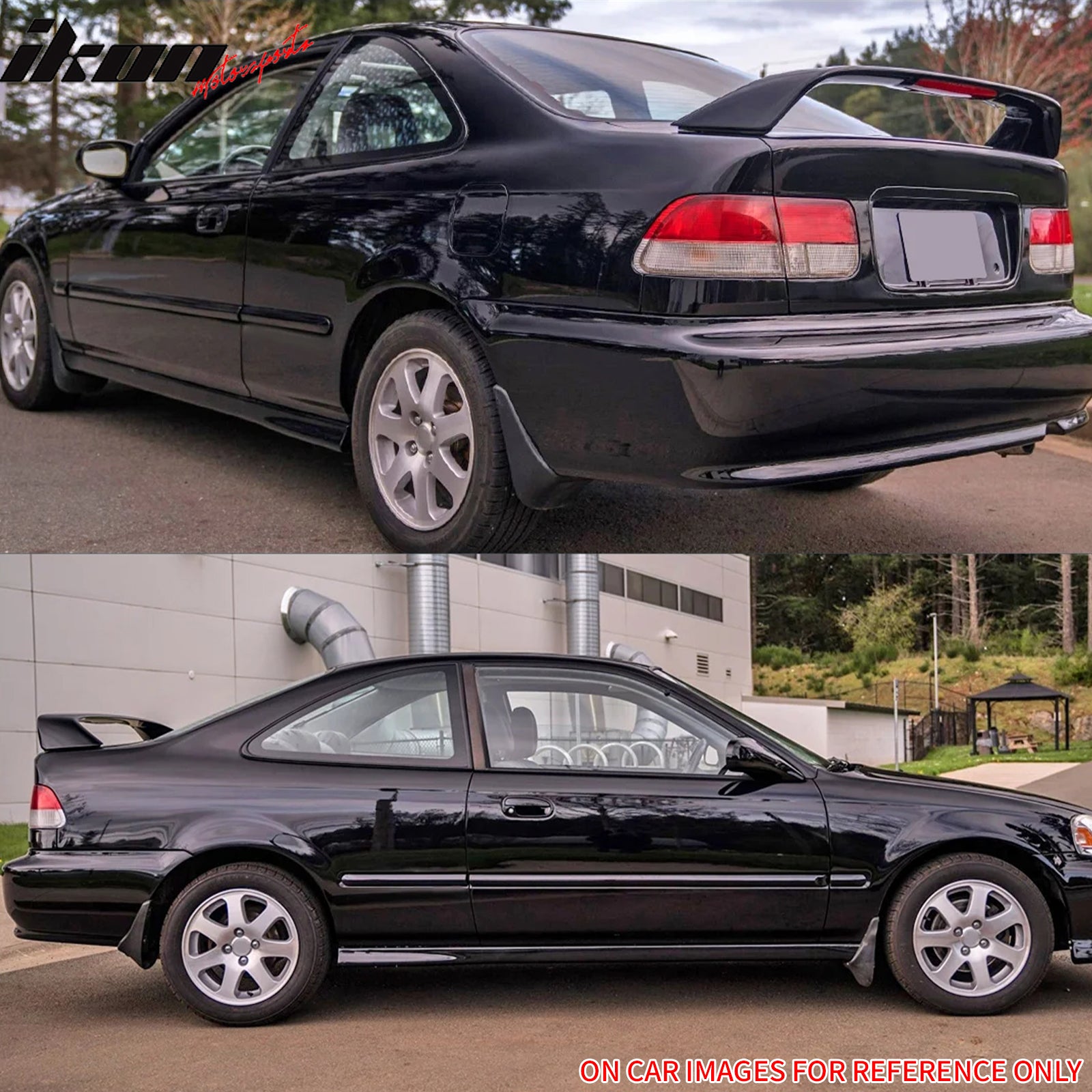 For 96-00 Honda Civic Coupe Rear Trunk Spoiler Wing ABS w/ LED Light