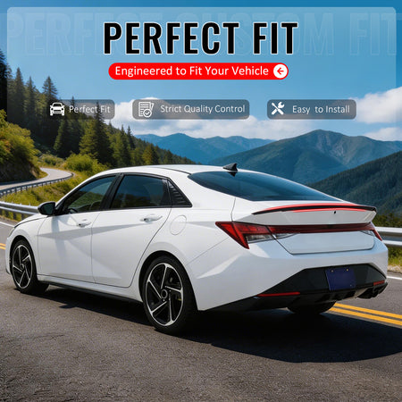 IKON MOTORSPORTS, Trunk Spoiler Compatible with 2021-2026 Hyundai Elantra, N Line Style Gloss Black ABS Rear Trunk Lid Spoiler Wing Lip