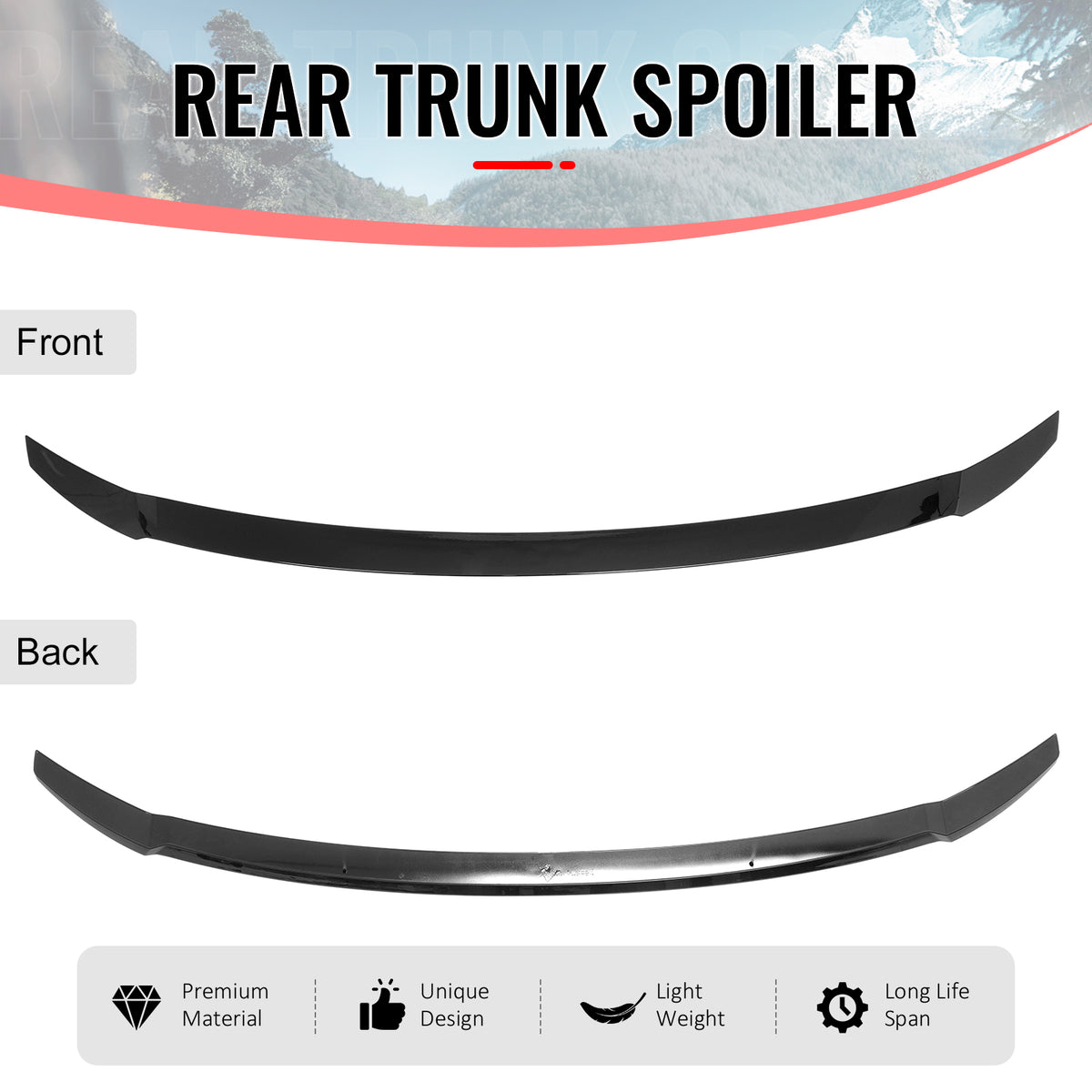 Fits 21-26 Hyundai Elantra N Line Style Rear Trunk Spoiler Wing Gloss Black ABS