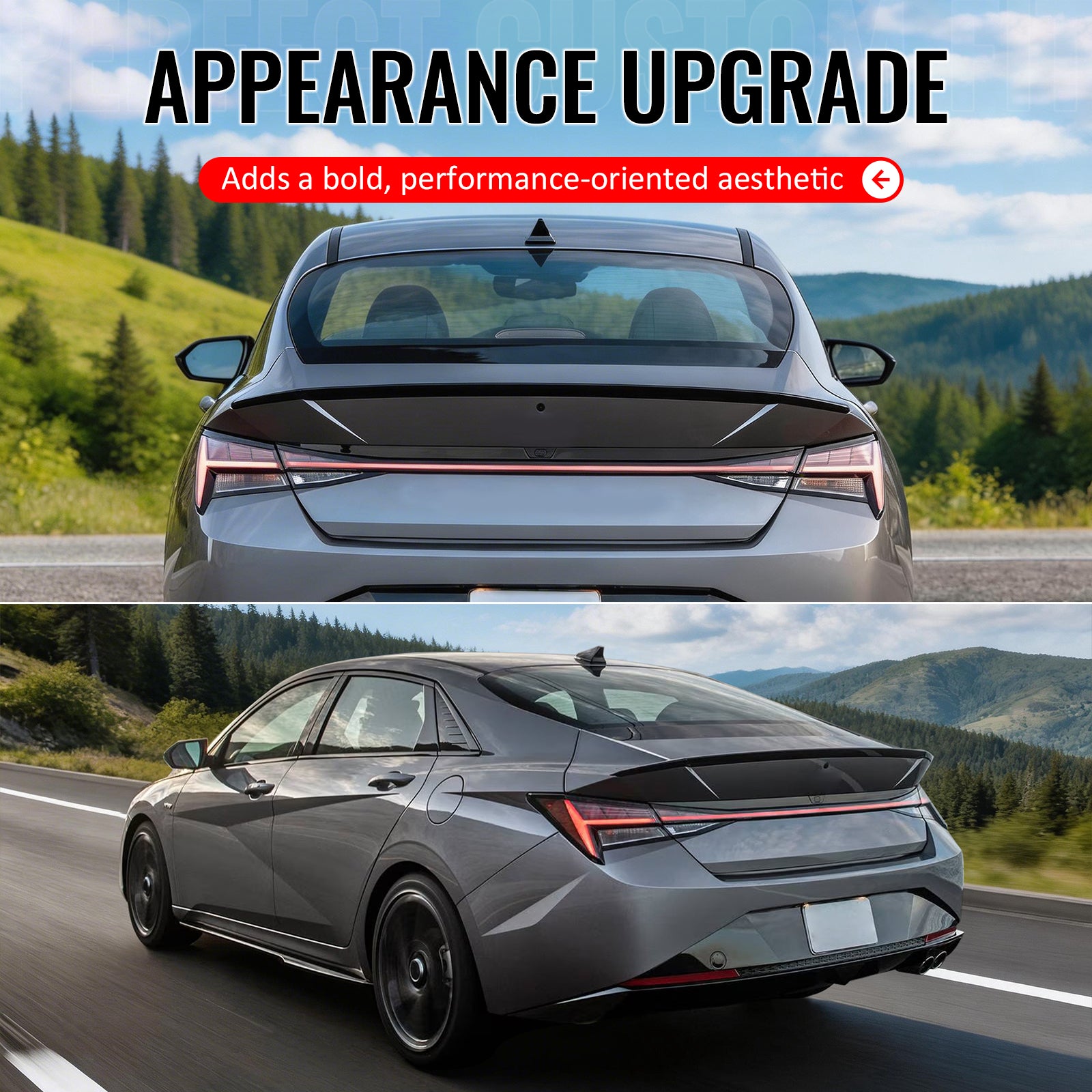 Fits 21-26 Hyundai Elantra N Line Style Rear Trunk Spoiler Wing Gloss Black ABS