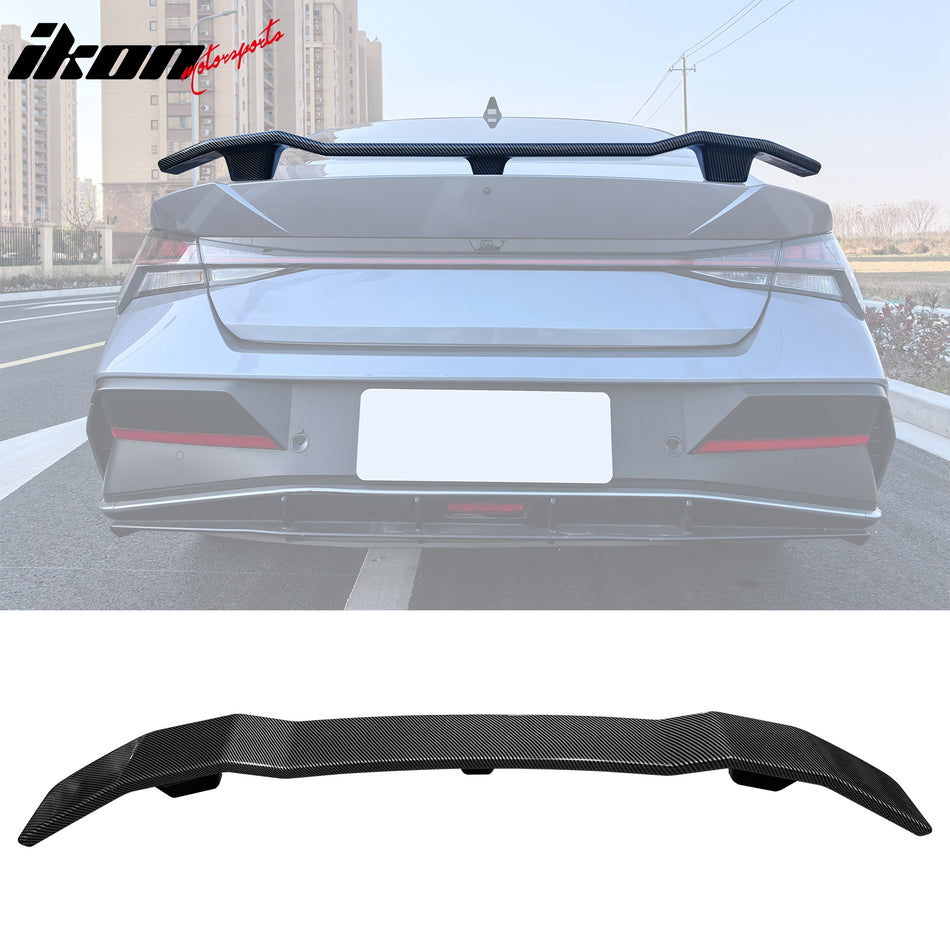 2021-2025 Hyundai Elantra N Style Carbon Fiber Print Trunk Spoiler ABS