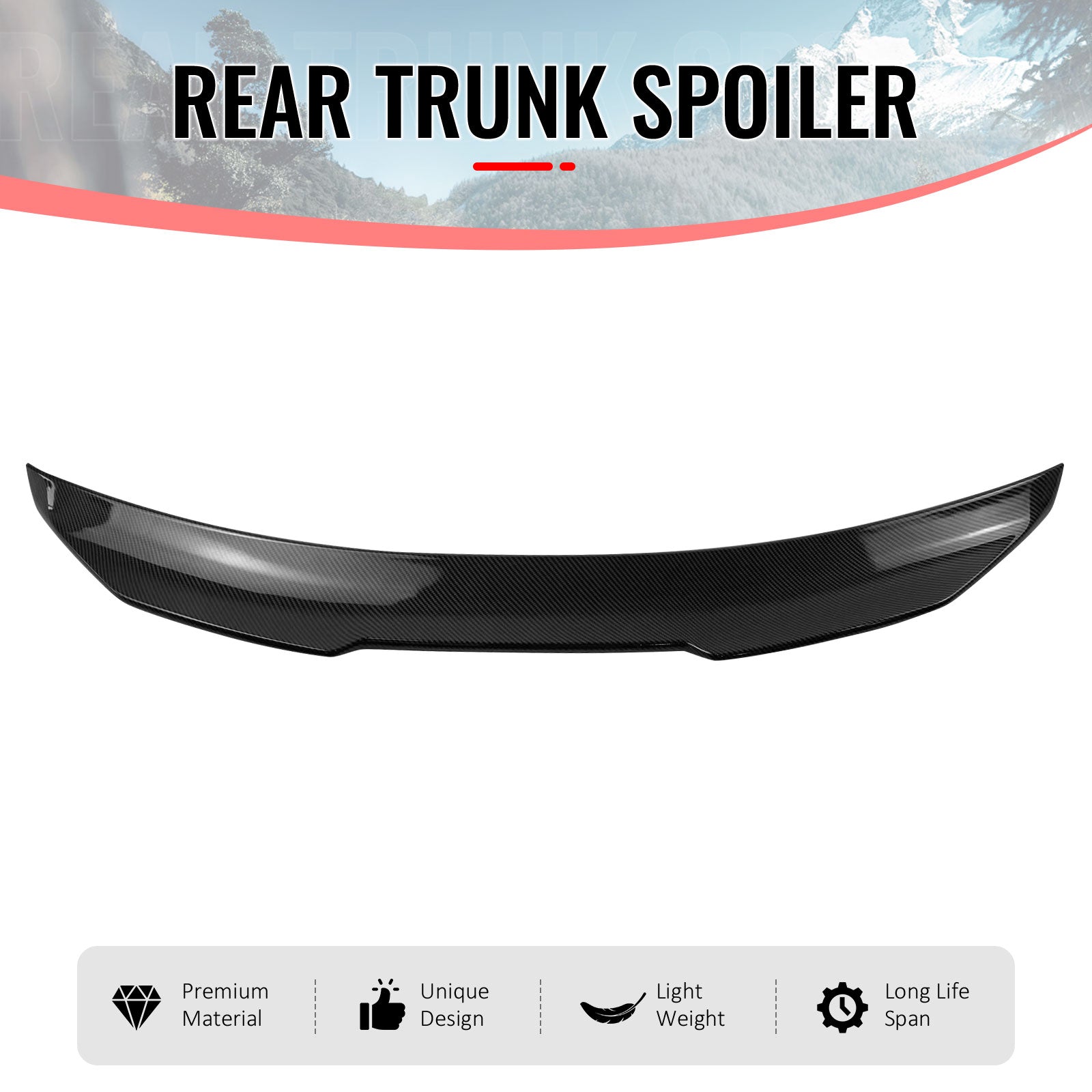 Fits 09-15 INFINITI G37 G25 Q40 Trunk Spoiler Carbon Fiber Print PSM Style ABS
