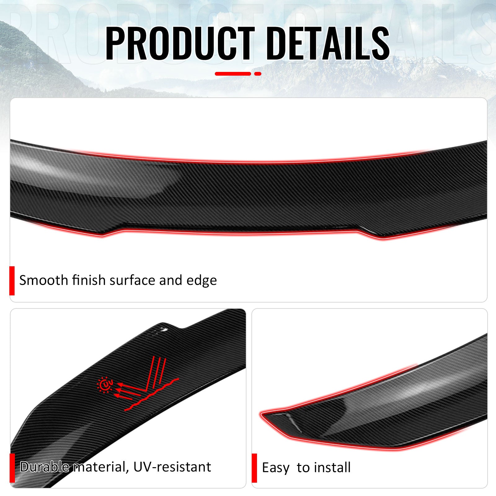 Fits 09-15 INFINITI G37 G25 Q40 Trunk Spoiler Carbon Fiber Print PSM Style ABS
