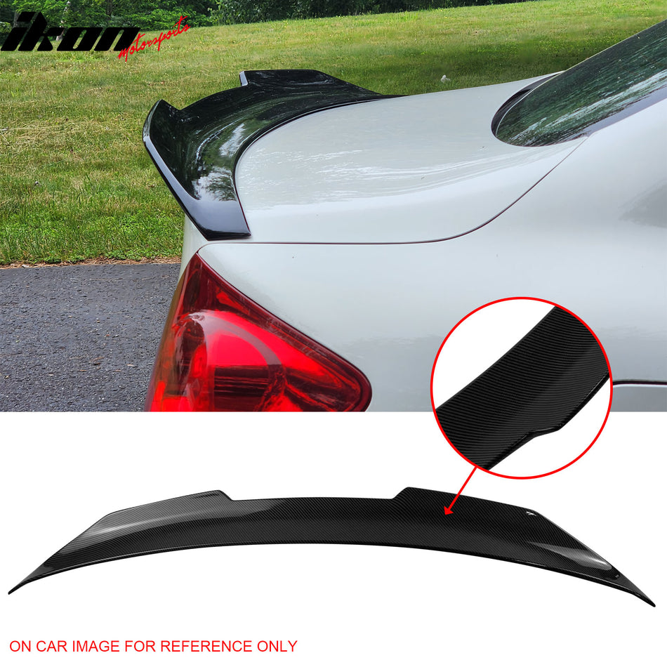2009-2015 Infiniti G37 G25 Q40 Sedan PSM Style Trunk Spoiler Carbon Fiber Print ABS