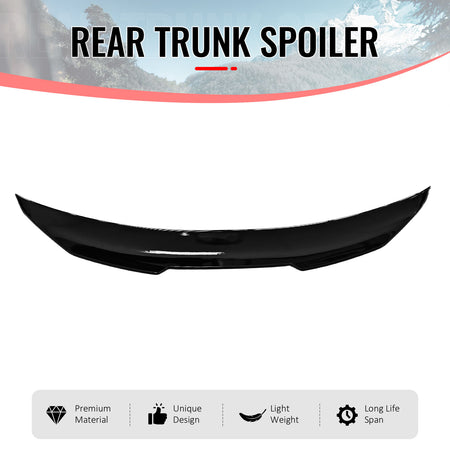 Fits 09-15 Infiniti G37 G25 Q40 4DR Trunk Spoiler Wing Gloss Black PSM Style ABS