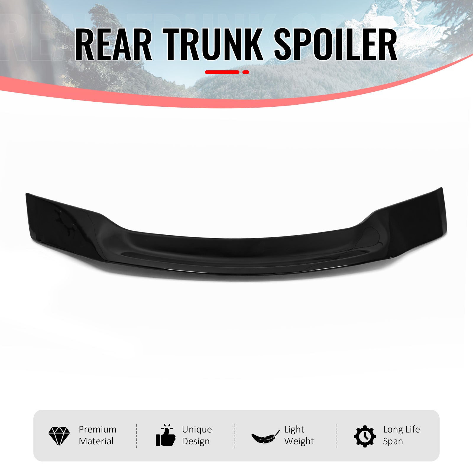 Fits 09-15 Infiniti G37 G25 Q40 4DR Trunk Spoiler Wing Gloss Black R Style ABS