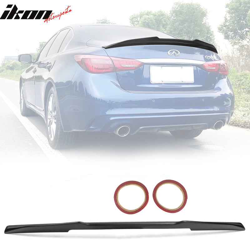 IKON MOTORSPORTS, Trunk Spoiler Compatible With 2014-2024 Infiniti Q50, PSM Style Rear Trunk Lip Tail Spoiler Wing Boot Lid ABS Plastic ,2015 2016 2017 2018 2019 2020 2021