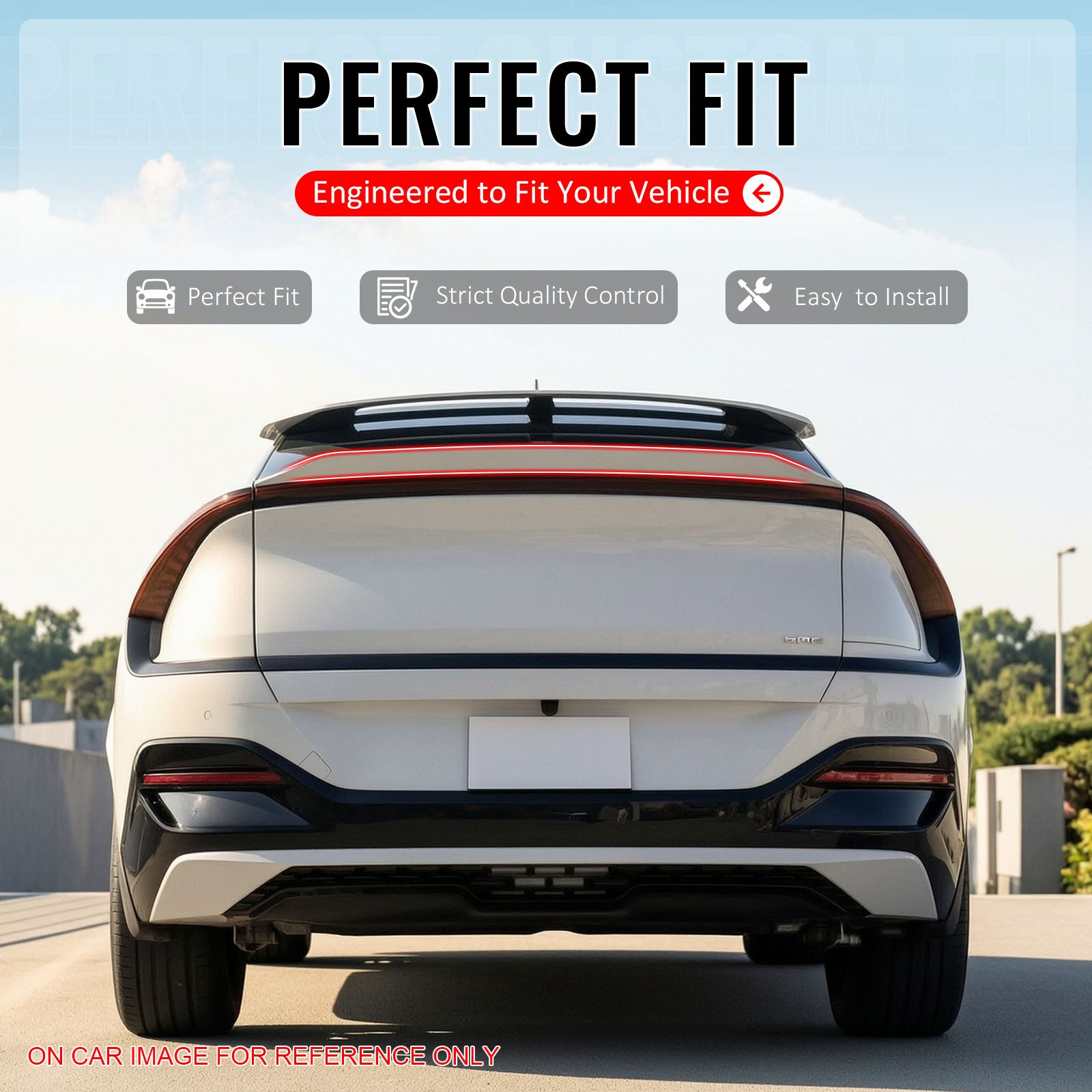 IKON MOTORSPORTS, Trunk Spoiler Compatible With 2021-2025 Kia EV6, Rear Trunk Duck Lid Spoiler Wing Lip X Style ABS Painted #DU3 Yacht Blue Metallic