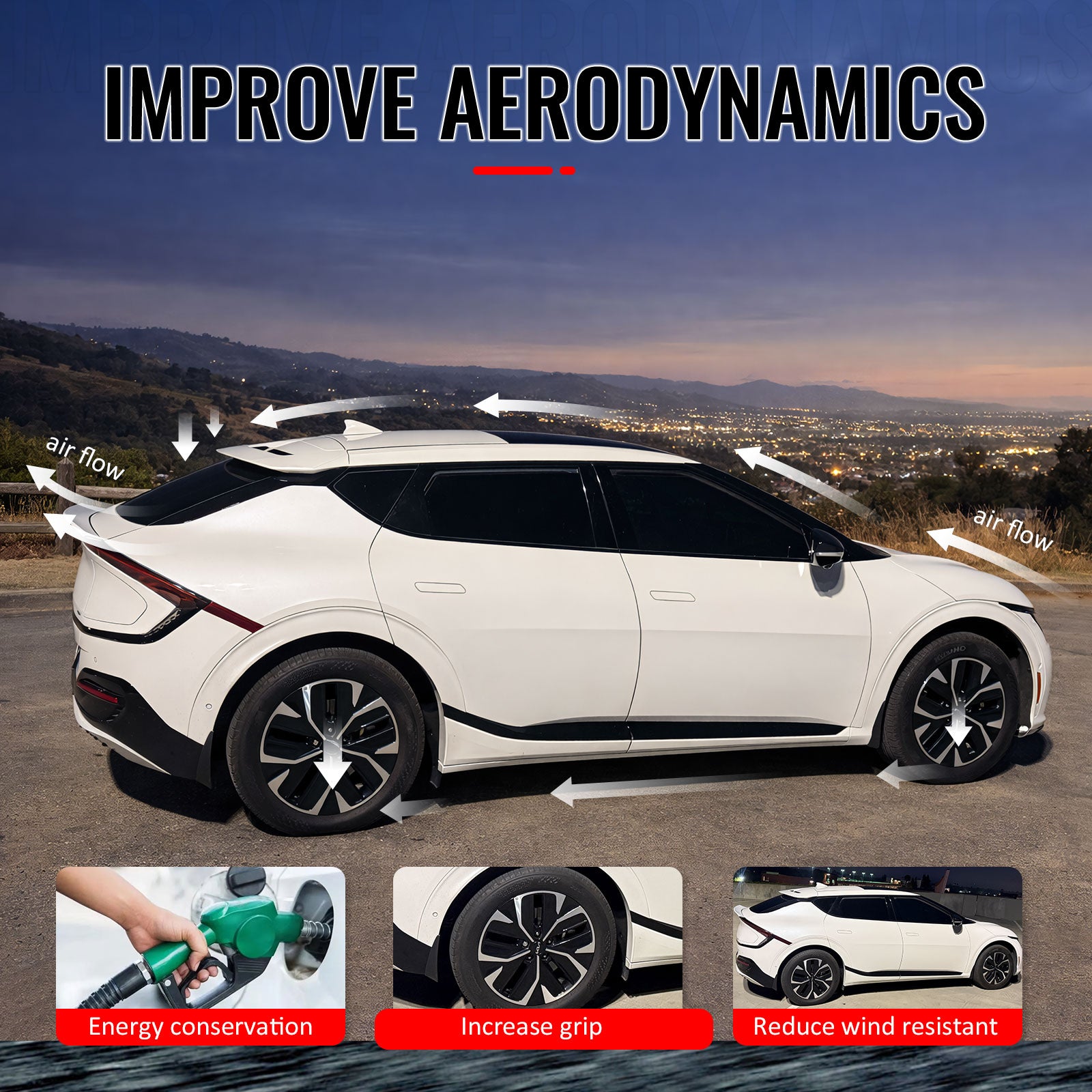 Fits 21-25 Kia EV6 X Style Rear Trunk Spoiler Wing Lip Painted #DU3 Yacht Blue