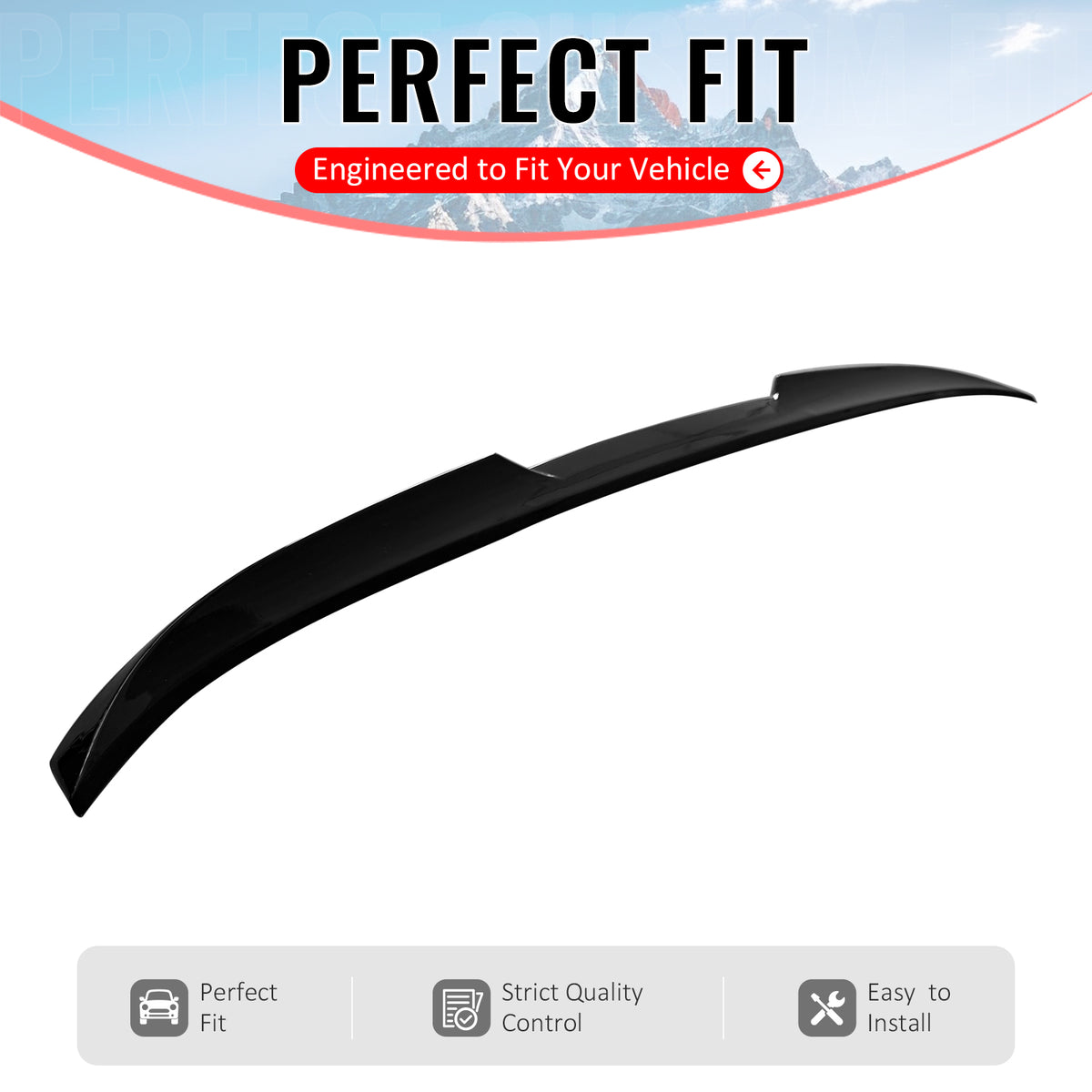 Fits 2025-2026 Kia K4 Sedan IKON Style Gloss Black ABS Trunk Spoiler