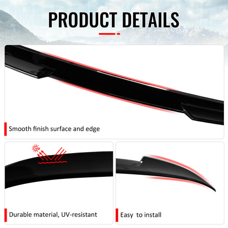Fits 25-26 Kia K4 Sedan IKON Style Gloss Black Duckbill Rear Trunk Spoiler ABS