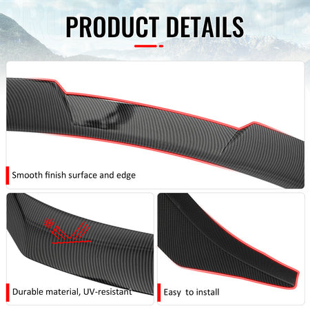Fits 21-24 Kia K5 IKON Carbon Fiber Print Duckbill Rear Trunk Spoiler Wing ABS