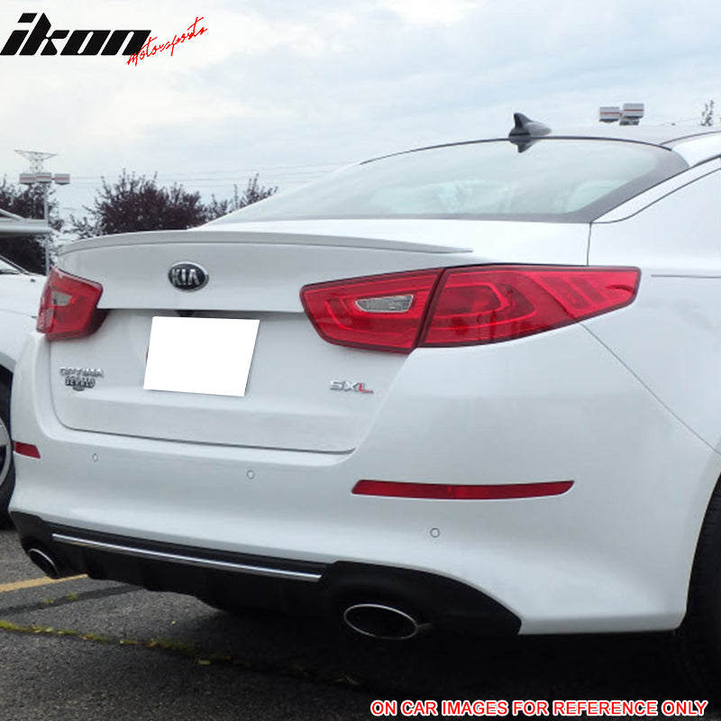 Pre-Painted Trunk Spoiler Compatible With 2014-2015 Kia Optima, Factory Style Painted #EB Ebony Black ABS Flush Mount Trunk Boot Lip Spoiler Wing Deck Lid Other Color Available By IKON MOTORSPORTS