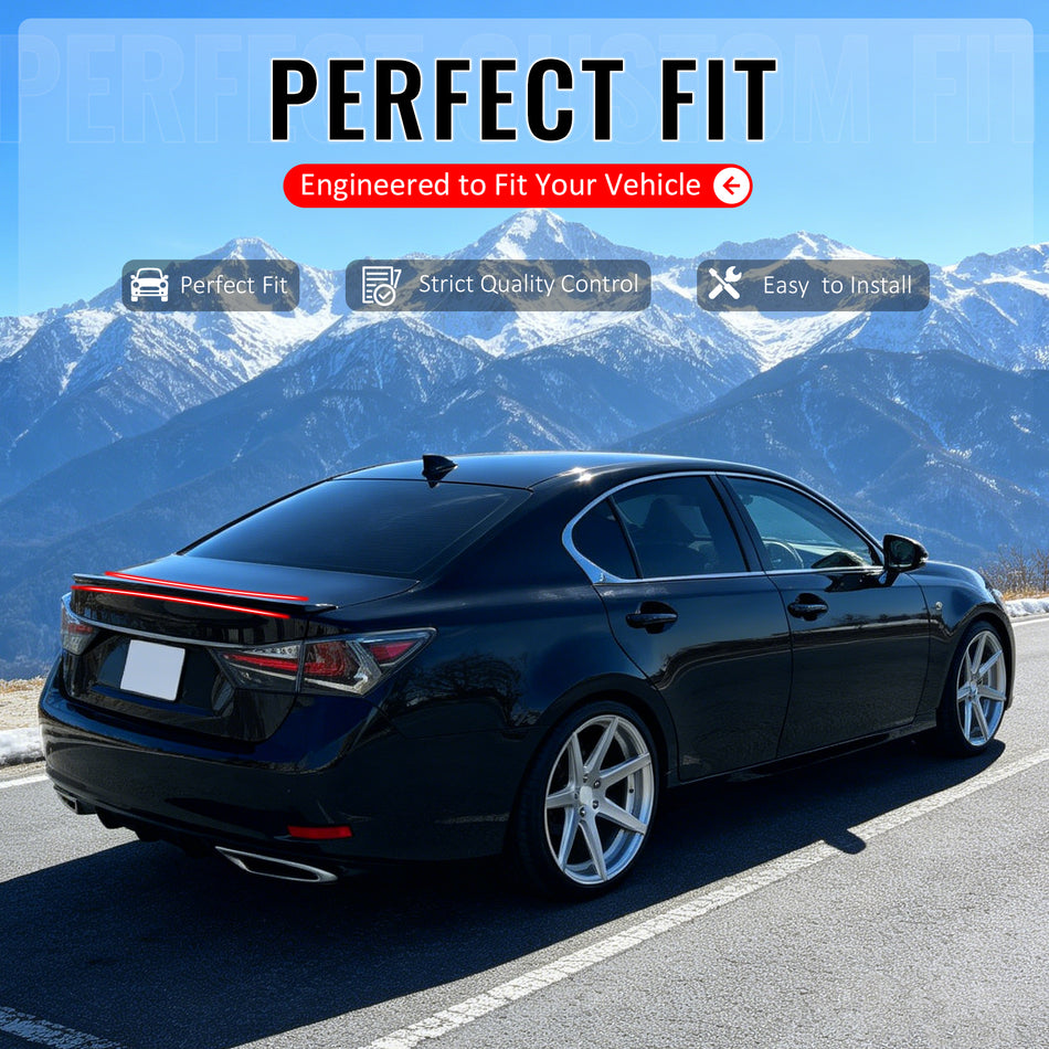 IKON MOTORSPORTS, Trunk Spoiler Compatible with 2013-2020 Lexus GS-Series L10 (GS F GS200t GS300 GS350 GS450h), IKON Style Gloss Black ABS Plastic Rear Trunk Lid Spoiler Wing Lip