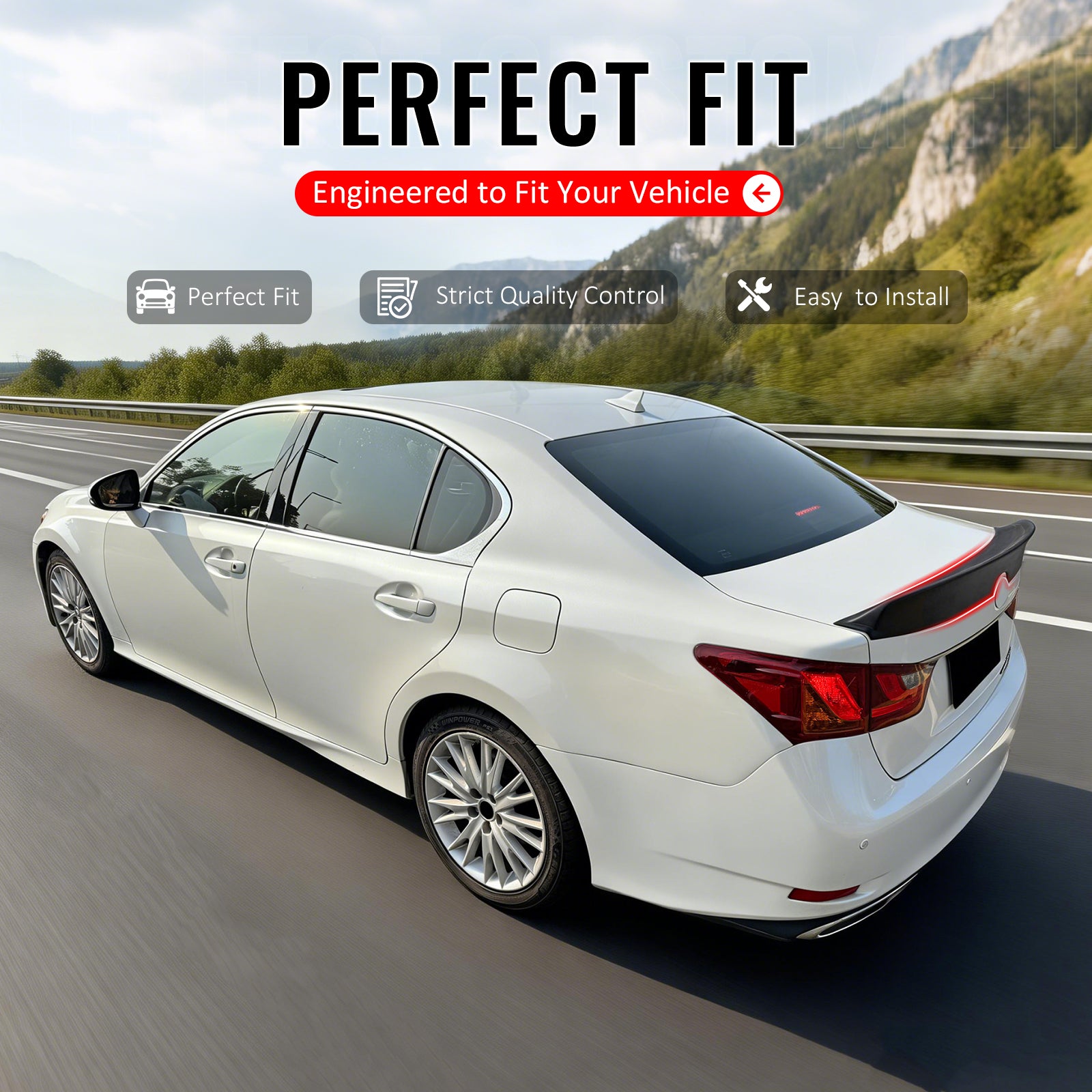 IKON MOTORSPORTS, Trunk Spoiler Compatible with 2013-2020 Lexus GS350 GS300 GS450h GS200t GS F, Duckbill Style Matte Black ABS Plastic Add-on Rear Trunk Lid Spoiler Wing Lip 1Piece
