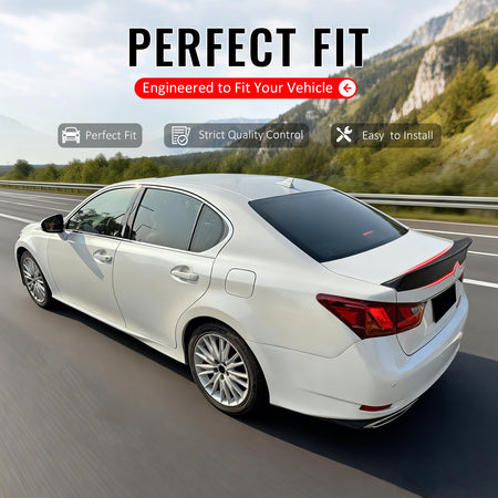 IKON MOTORSPORTS, Trunk Spoiler Compatible with 2013-2020 Lexus GS350 GS300 GS450h GS200t GS F, Duckbill Style Matte Black ABS Plastic Add-on Rear Trunk Lid Spoiler Wing Lip 1Piece