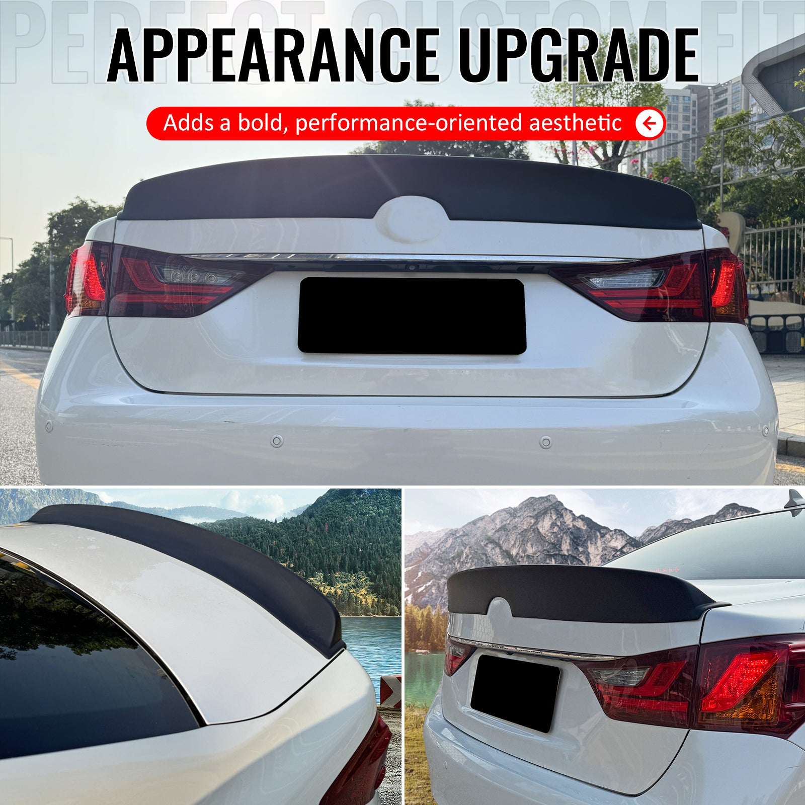 Fits 13-20 Lexus GS350 GS300 GS450h Duckbill Style Trunk Spoiler Matte Black ABS