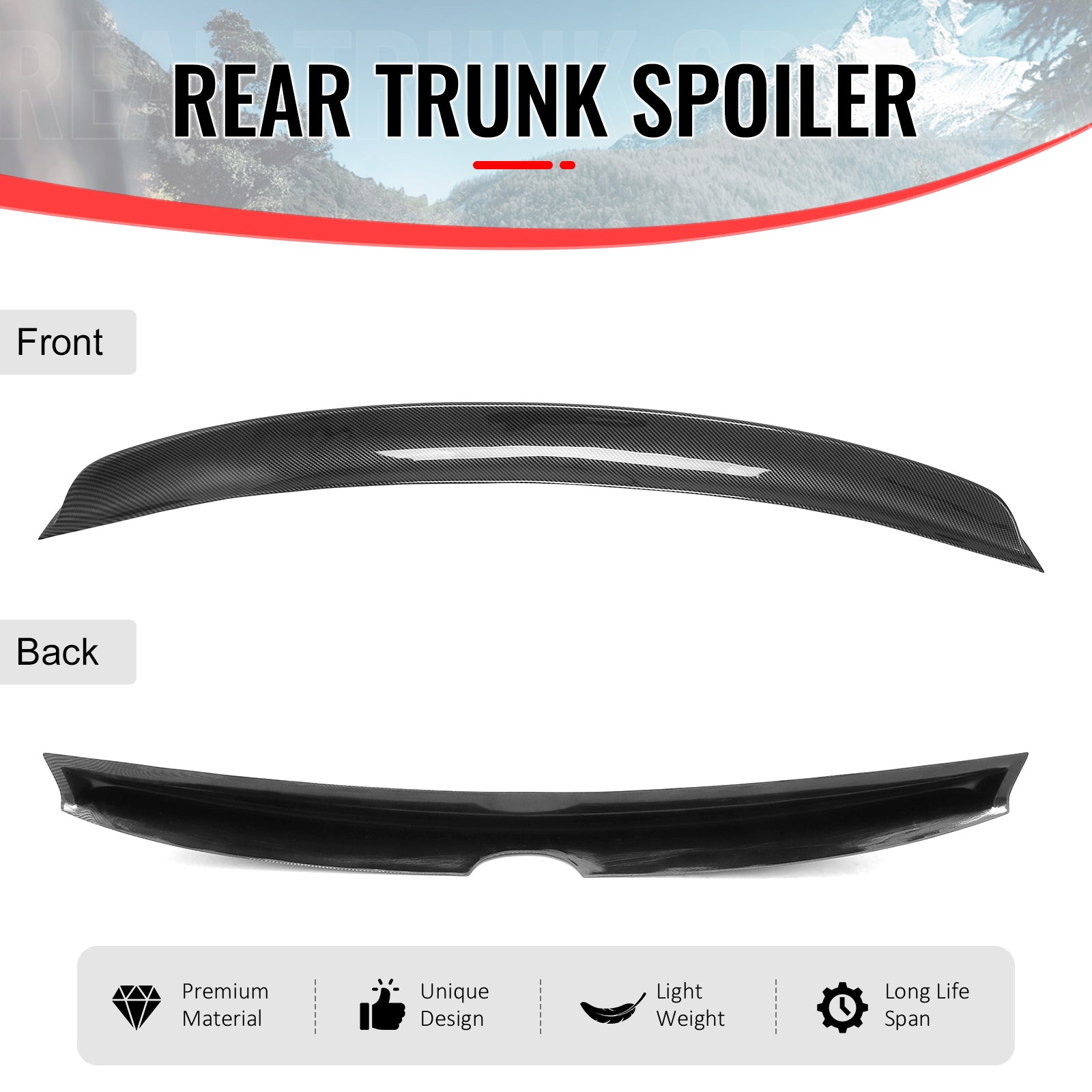 For 13-20 Lexus GS350 GS450h Duckbill Style Trunk Spoiler Carbon Fiber Print ABS