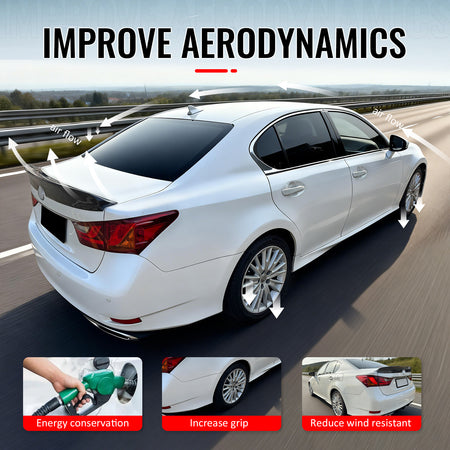 For 13-20 Lexus GS350 GS450h Duckbill Style Trunk Spoiler Carbon Fiber Print ABS