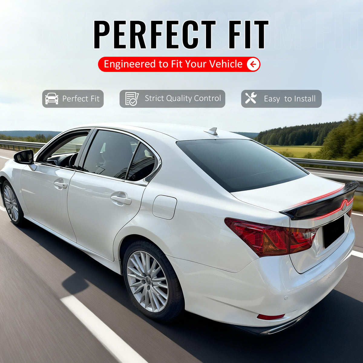 IKON MOTORSPORTS, Trunk Spoiler Compatible with 2013-2020 Lexus GS350 GS300 GS450h GS200t GS F, Duckbill Style Gloss Black ABS Plastic Add-on Rear Trunk Lid Spoiler Wing Lip 1Piece