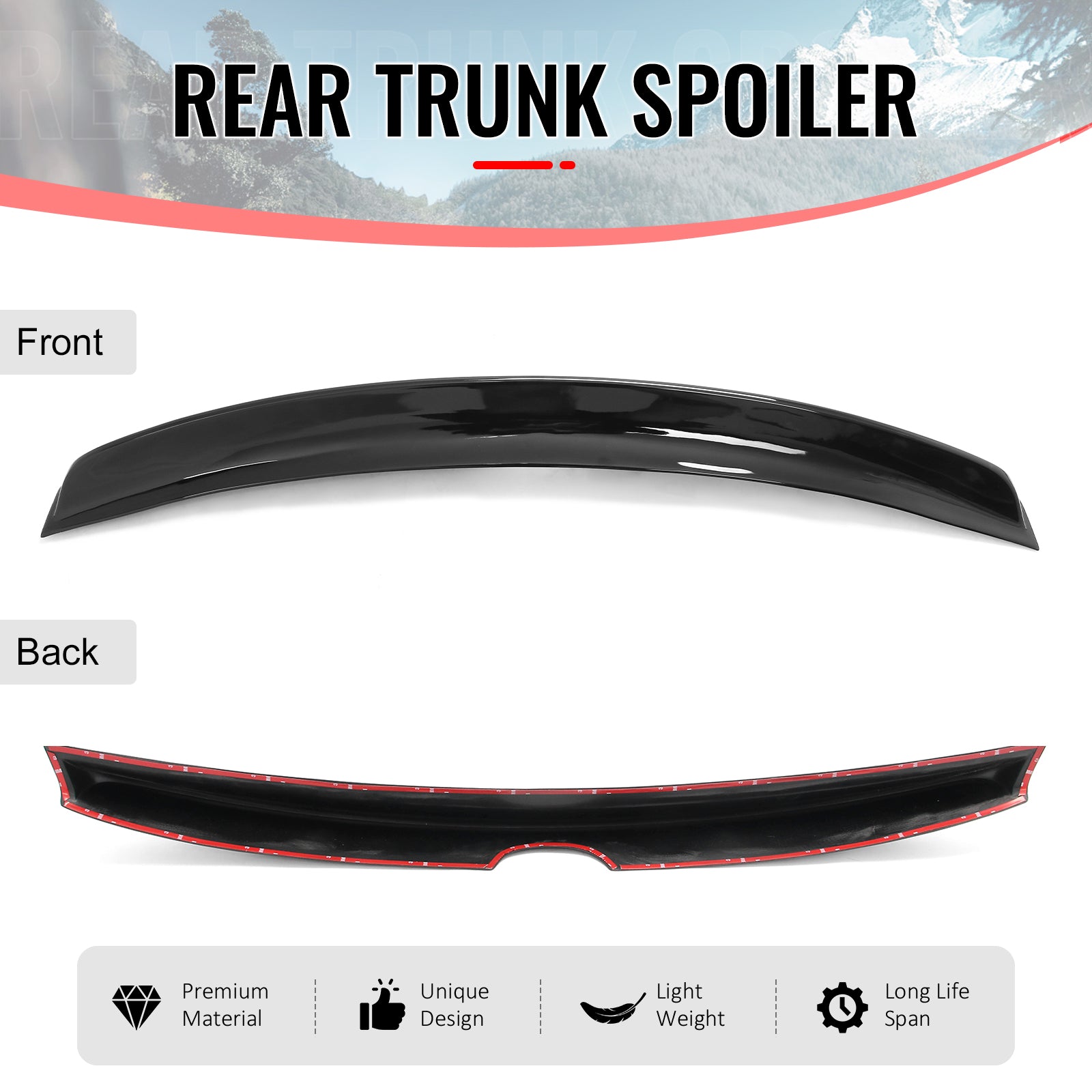 Fits 13-20 Lexus GS350 GS300 GS450h Duckbill Style Trunk Spoiler Gloss Black ABS