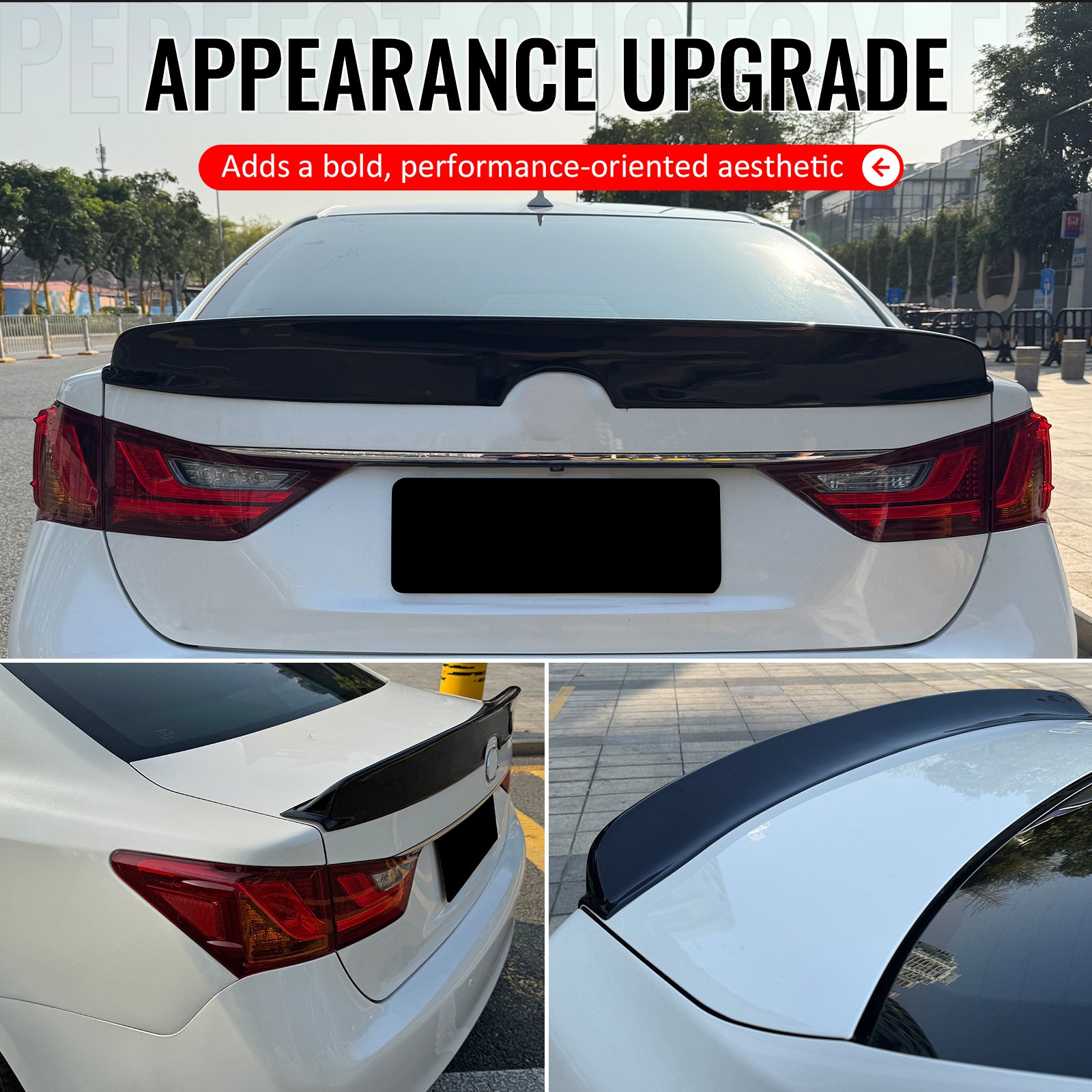Fits 13-20 Lexus GS350 GS300 GS450h Duckbill Style Trunk Spoiler Gloss Black ABS