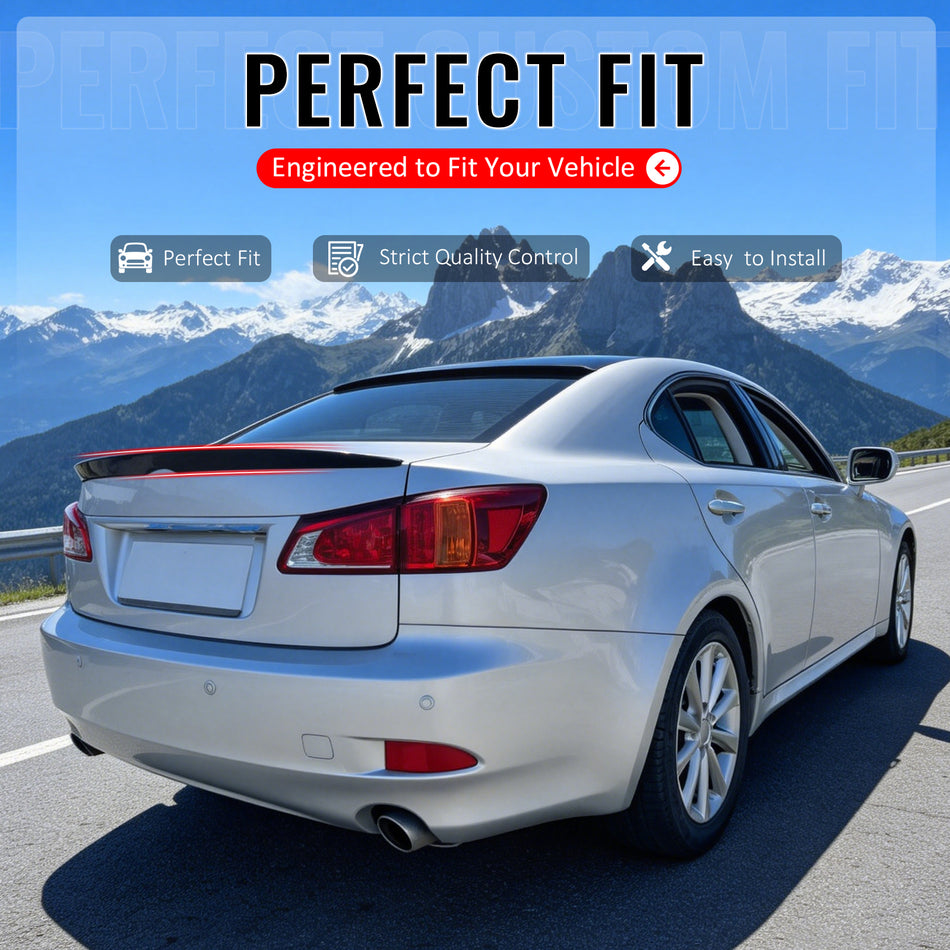 IKON MOTORSPORTS, Trunk Spoiler Compatible with 2006-2013 Lexus IS250/IS350 XE20 & 2008-2013 IS F Sedan 4-Door, OE Style Gloss Black ABS Plastic Rear Trunk Lid Spoiler Wing Lip