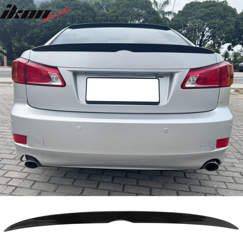 2006-2013 Lexus IS250/IS350 XE20 & 2008-2013 IS F Sedan 4-Door Rear Trunk Deck Lid Spoiler Wing Lip OE Style Gloss Black ABS Plastic