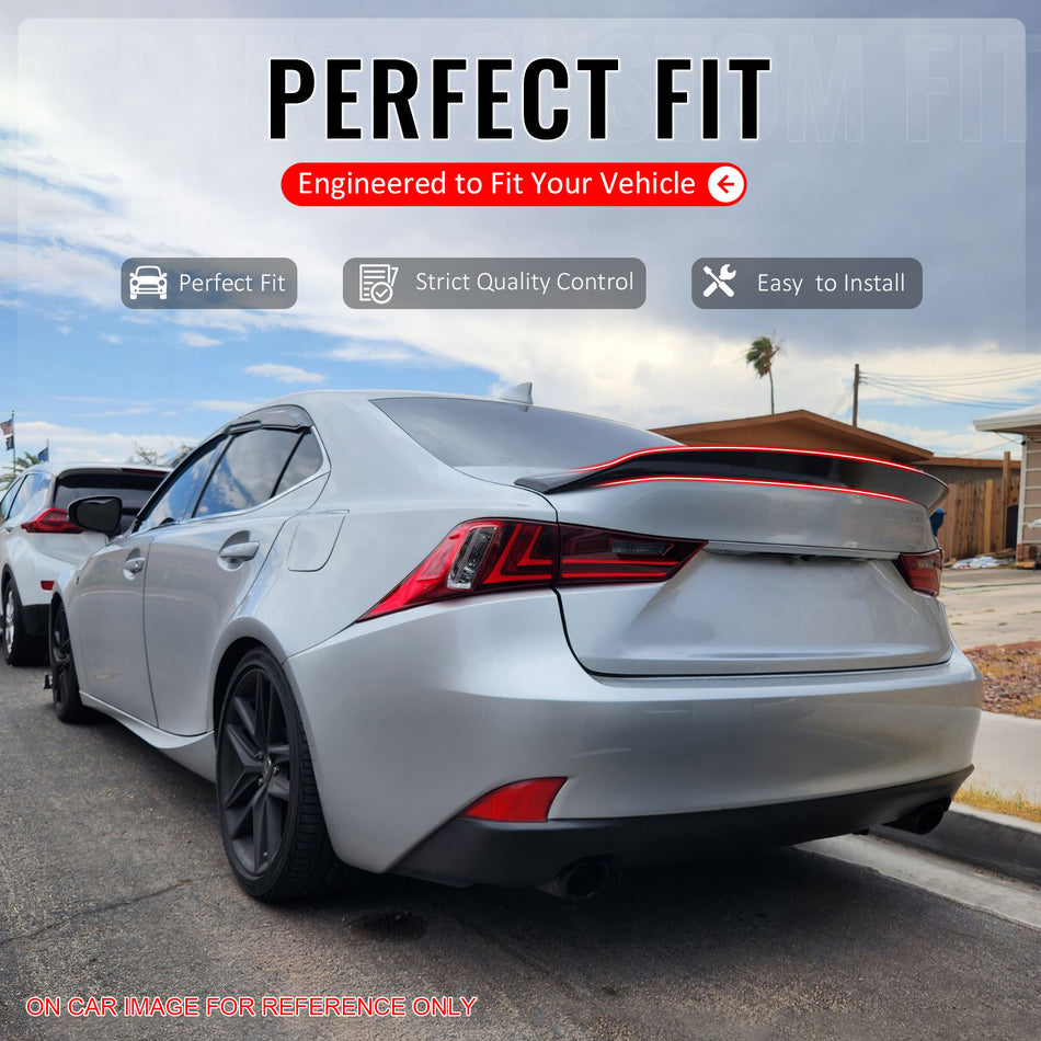 IKON MOTORSPORTS, Trunk Spoiler Compatible with 2014-2020 Lexus IS200t IS250 IS300 IS350 Sedan Only, AR Style Carbon Fiber Print ABS Plastic Add-on Rear Trunk Lid Spoiler Wing Lip 1Piece