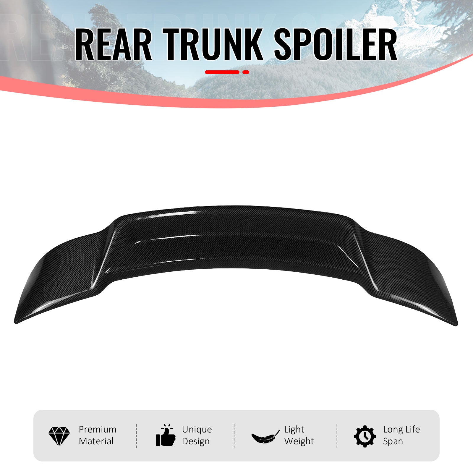 Fits 14-20 IS200t IS250 IS350 4DR Trunk Spoiler Carbon Fiber Print R Style ABS