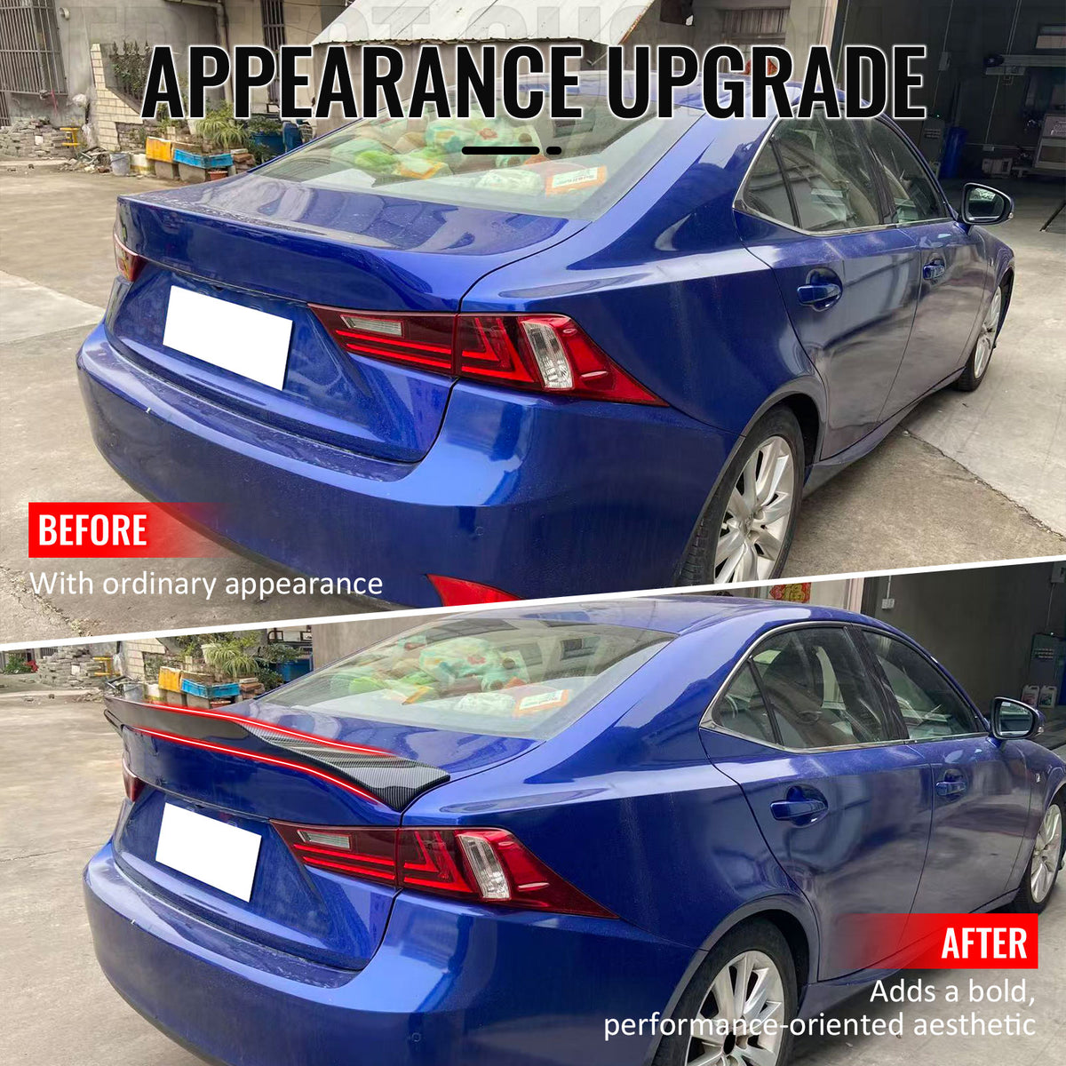 Fits 14-20 IS200t IS250 IS350 4DR Trunk Spoiler Carbon Fiber Print R Style ABS