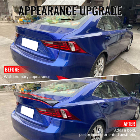 Fits 14-20 IS200t IS250 IS350 4DR Trunk Spoiler Carbon Fiber Print R Style ABS