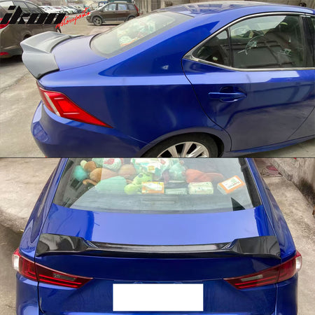 Fits 14-20 IS200t IS250 IS350 4DR Trunk Spoiler Carbon Fiber Print R Style ABS