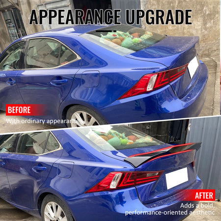 Fits 14-20 IS200t IS250 IS300 IS350 4DR Trunk Spoiler Gloss Black R Style ABS
