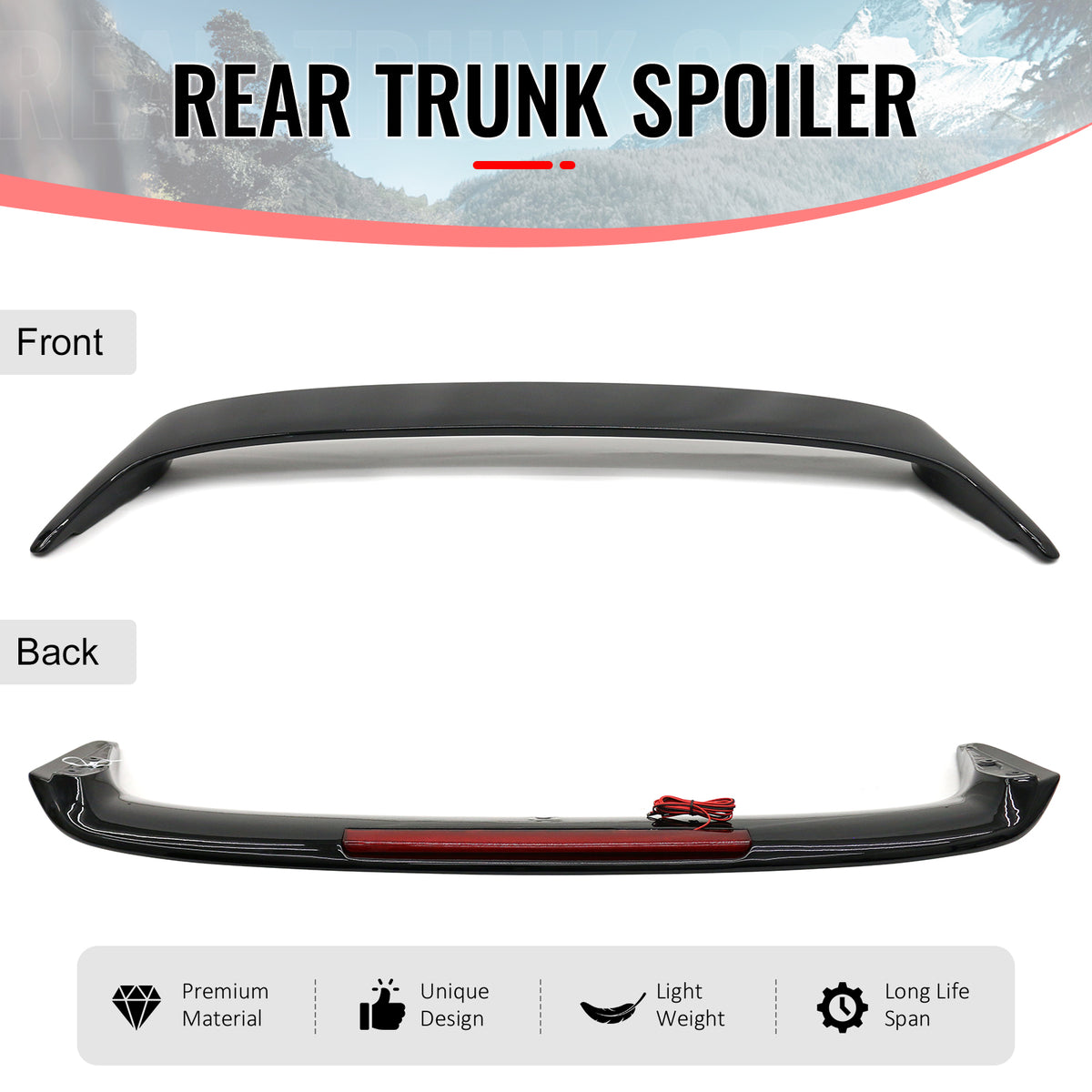 For 98-05 Lexus GS300 GS400 & 01-05 IS300 Trunk Spoiler W/LED Brake Gloss Black
