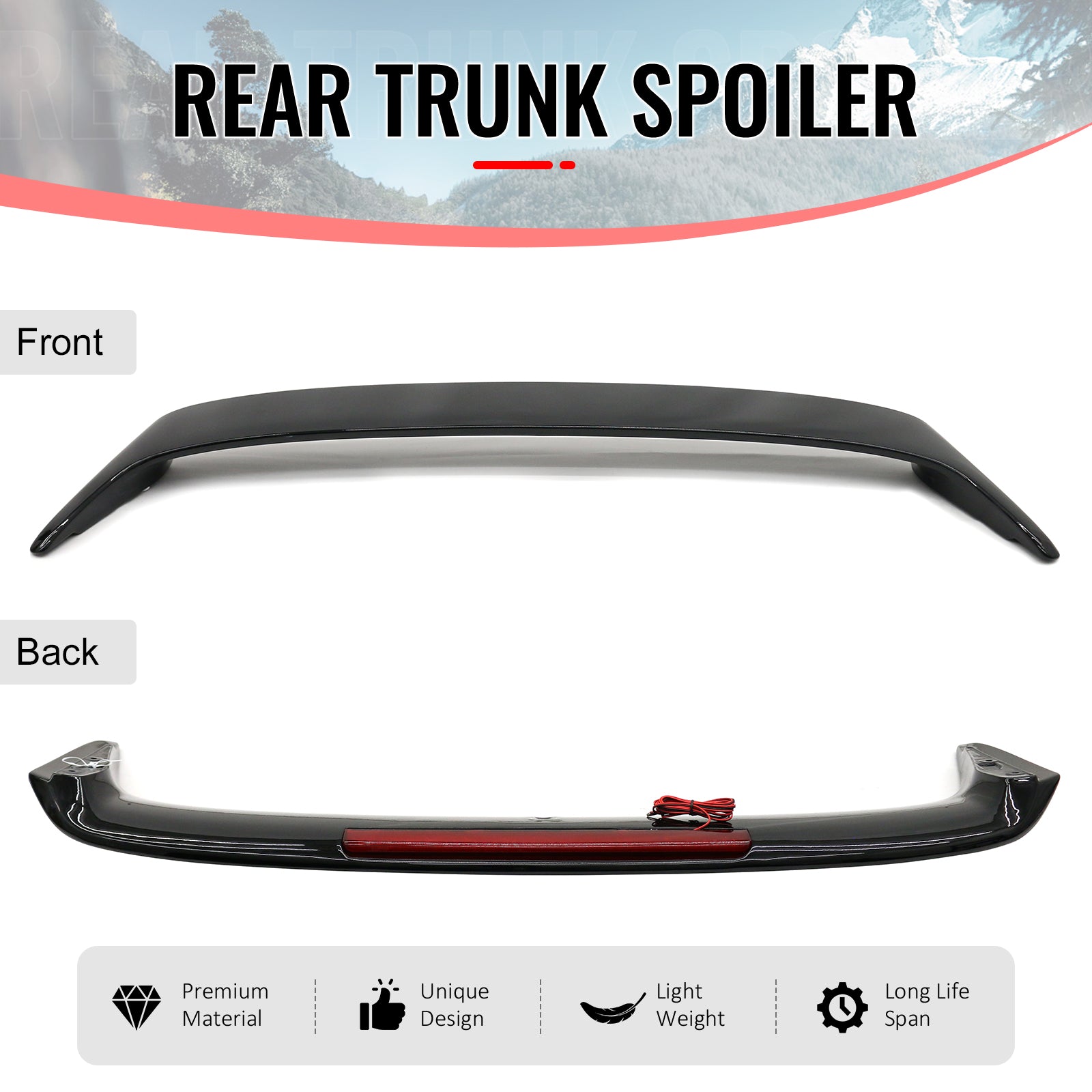 For 98-05 Lexus GS300 GS400 & 01-05 IS300 Trunk Spoiler W/LED Brake Gloss Black