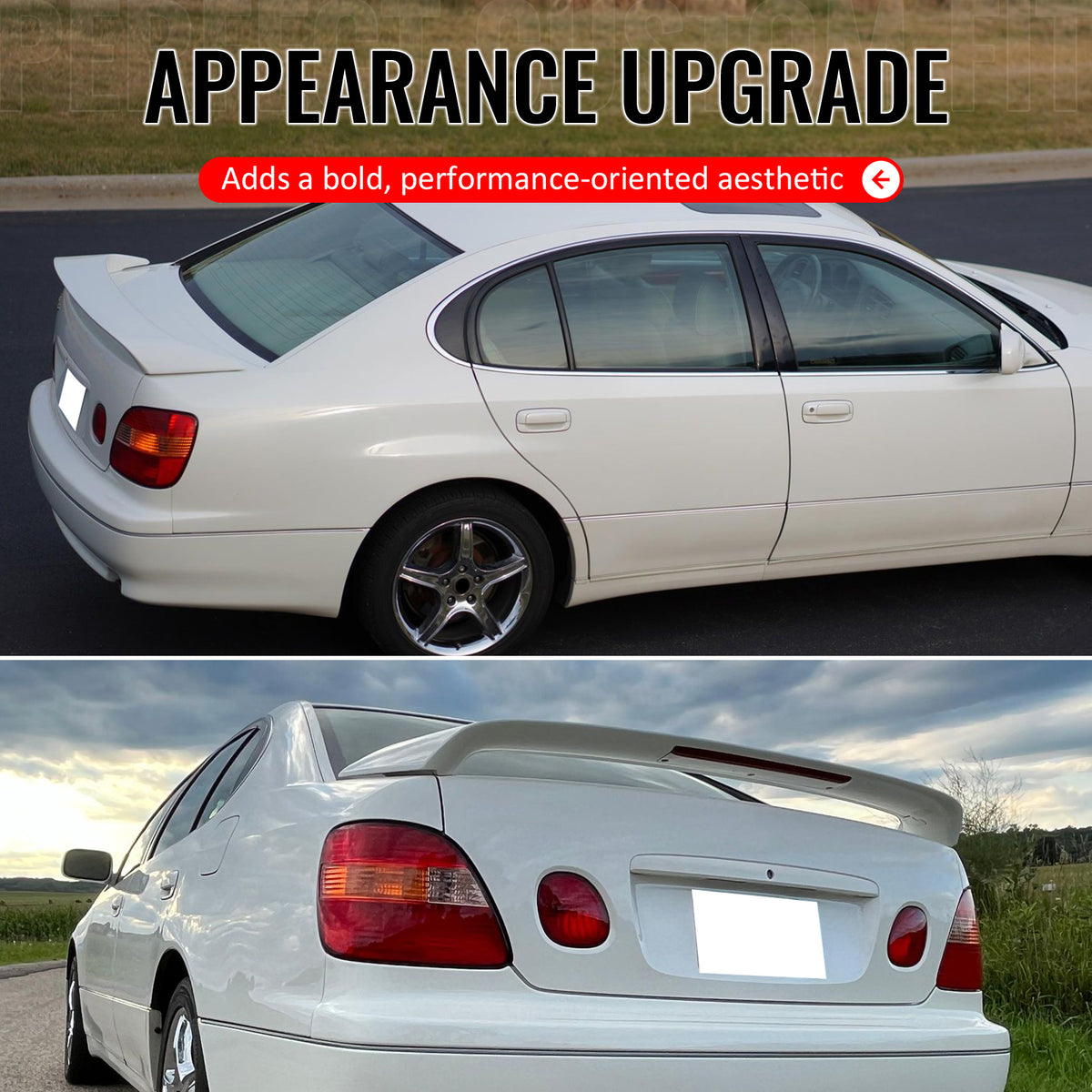 For 98-05 Lexus GS300 GS400 01-05 IS300 Trunk Spoiler W/LED Brake Painted #White