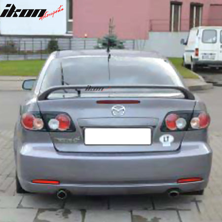 Trunk Spoiler Compatible With 2003-2008 Mazda 6, Factory Style ABS With 3rd Brake Light Trunk Boot Lip Spoiler Wing Deck Lid By IKON MOTORSPORTS, 2004 2005 2006 2007