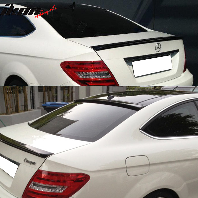 Compatible With 2012-2015 Mercedes-Benz W204 C-Class Coupe AMG Trunk + Factory Roof Spoiler ABS