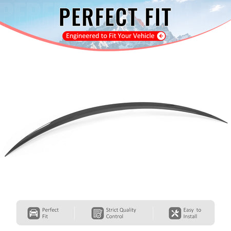 IKON MOTORSPORTS, Trunk Spoiler Compatible with 2017-2023 Mercedes-Benz C205 C-Class C43 C63 AMG 2-Door Coupe, IKON Style Gloss Black ABS Plastic Add-on Duckbill Rear Trunk Lid Spoiler Wing Lip 1Piece