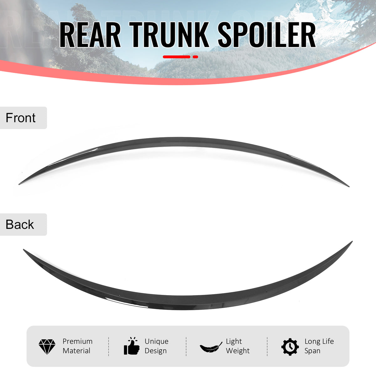 For 17-23 Benz C-Class C205 C43 C63 AMG IKON Style Trunk Spoiler Gloss Black ABS