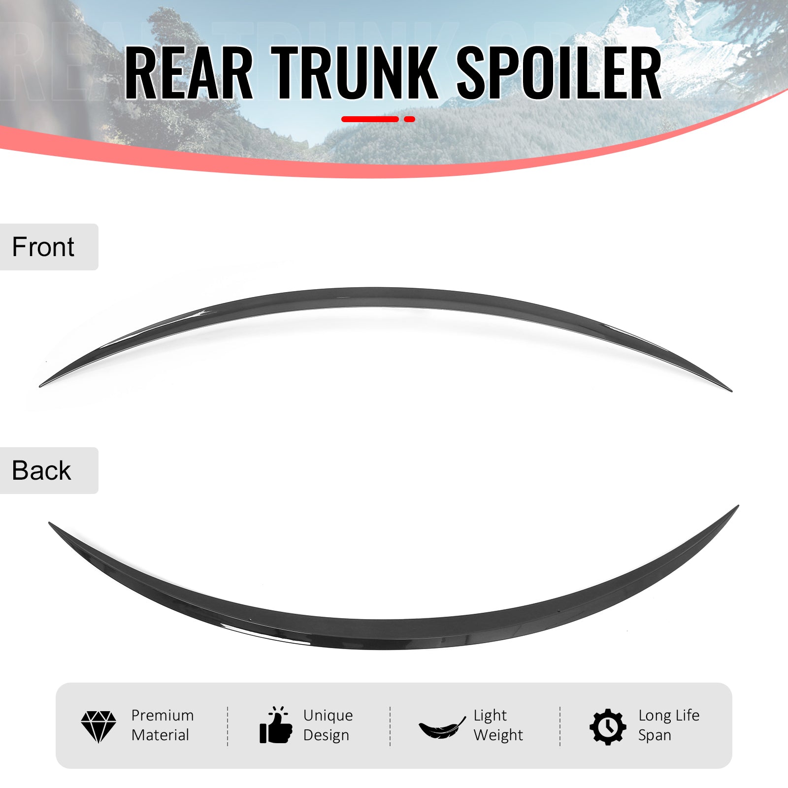 For 17-23 Benz C-Class C205 C43 C63 AMG IKON Style Trunk Spoiler Gloss Black ABS