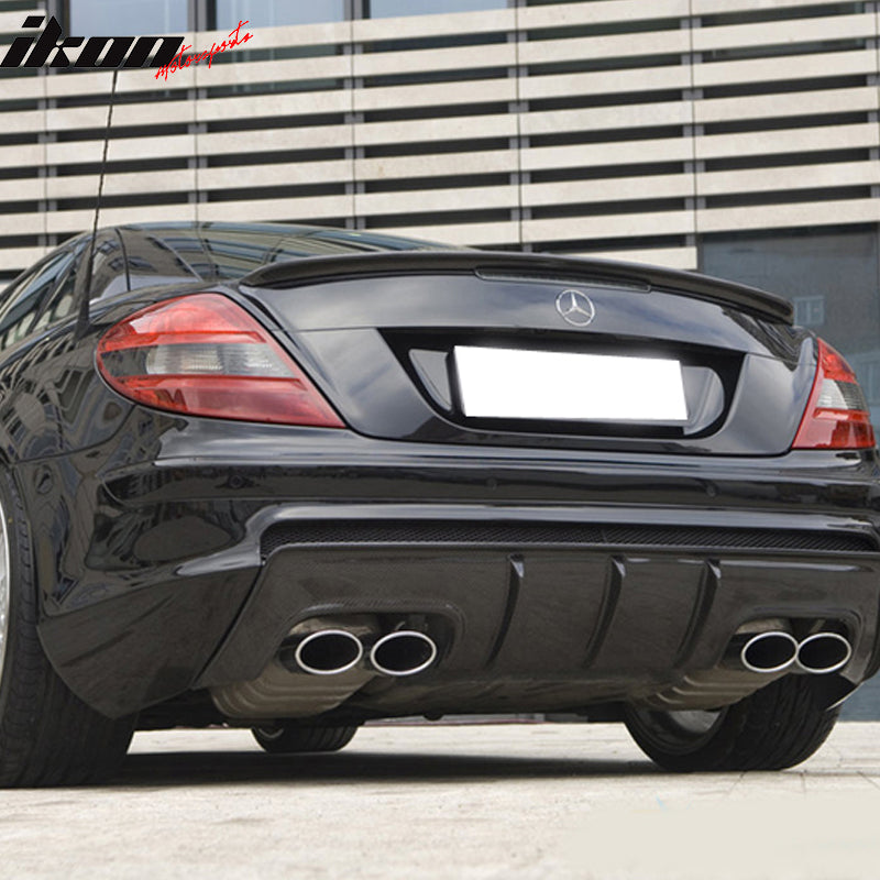 Pre-painted Trunk Spoiler Compatible With 2005-2010 Mercedes Benz R171 SLK-Class, ABS Painted Matte Black Trunk Boot Lip Spoiler Wing Deck Lid By IKON MOTORSPORTS, 2006 2007 2008 2009