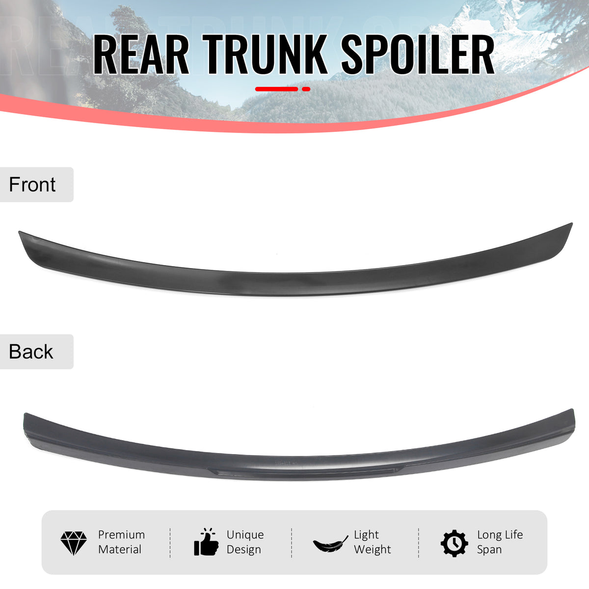 Fits 01-07 Benz C-Class W203 Sedan 4-Door IKON Trunk Spoiler Unpainted Black ABS